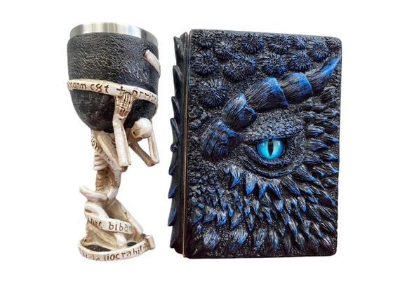 Подарунковий набір Келих 3D Скелет на Колені та Блокнот 3D «Книга Теній і Глубін»