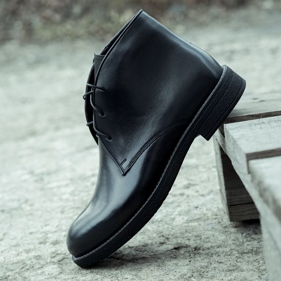 Шкіряні черевики чукка Ікос чорні 45 розмір