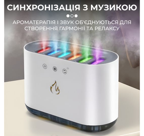 Зволожувач повітря з RGB-підсвічуванням і синхронізацією з музикою 900 мл, білий | Зображення 2