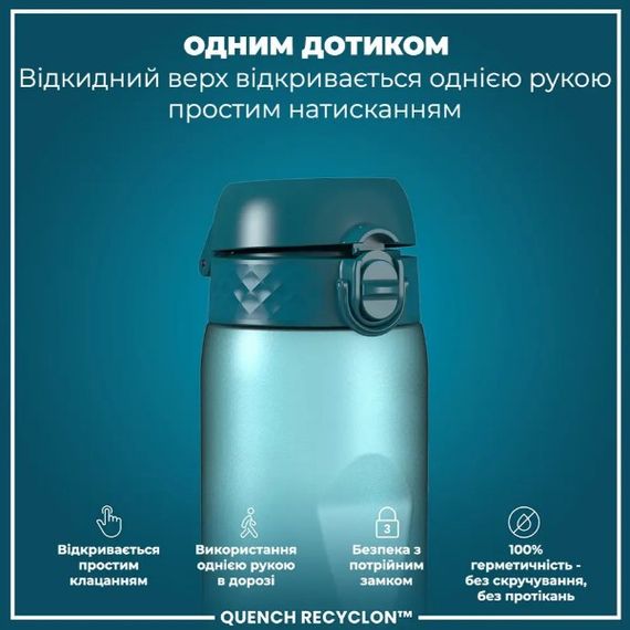 Пляшка для води ION8 1000 мл BPA Free Times To Drink (ЕКО пляшка) Teal & Blue (I8RF1000PTBMOT) | Зображення 5