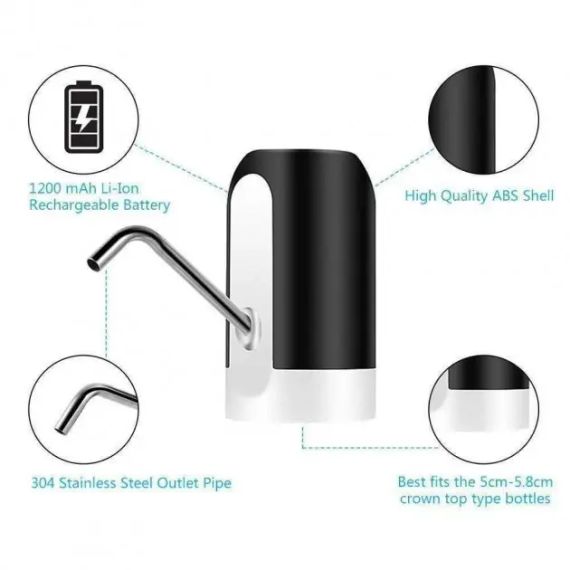 Электрическая помпа для бутилированной воды Automatic water dispenser с подсветкой на бутыль 19 л Черный | Зображення 3