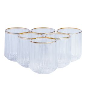 Набор стаканов стеклянных 6 штук по 315 мл прозрачный с золотым ободком HP553