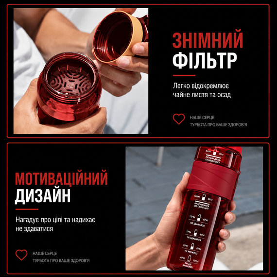 Спортивная бутылка KANGZYUAN 1000 мл (1 л) - Красная Tritan BPA-free, ударопрочная эко-бутылка с течком и ремешком | Зображення 1