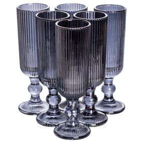 Набір келихів для шампанського 6 штук 160 (мл) подарункові скляні келихи на високій ніжці Сірий HP-19-7116G