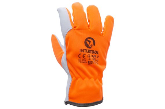 Перчатка Intertool - комбинированная козья кожа флуоресцентная оранжевая 10" (SP-0173)