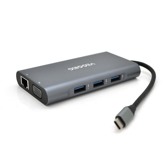 Хаб-конвертор VEGGIEG TC10-U Type-C (тато) на Type-C (мама) + USB3.0 * 3 (мама) + HDMI (мама) + VGA (мама) + SD / TF + RJ45, 10 | Зображення 1