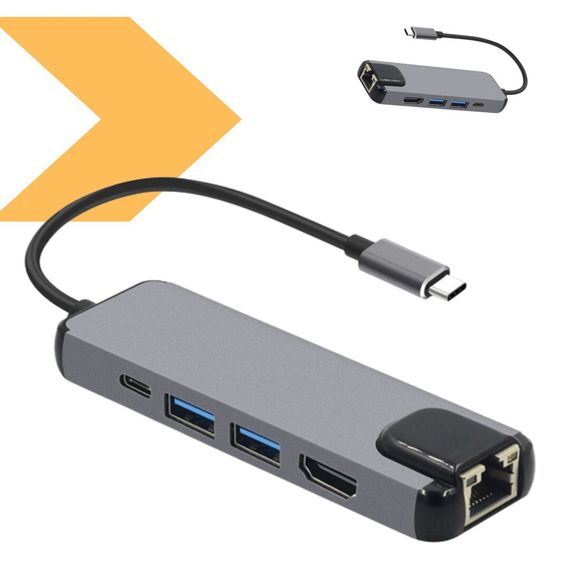 Хаб USB-хаб XoKo AC-500 Type-C to RJ45+HDMI+2xUSB 3.0 XK-AC500-SL чорний (43574-_271)