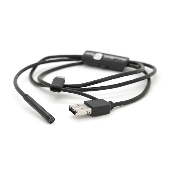 Универсальный эндоскоп 3в1 для смартфона/ПК, камера 5.5мм, мягкий кабе арт.17459