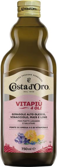 Масло  - смесь пяти масел Costa d'Oro Vitapiu, 1л, Италия, с витамином Омега 3 и 6, первый холодный отжим