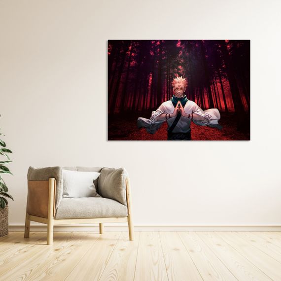 Плакат-постер з принтом Кавун Jujutsu Kaisen Магічна битва Ryomen Sukunа Ремен Сукуна червоний ліс японська манга ПЛ000778(A4)