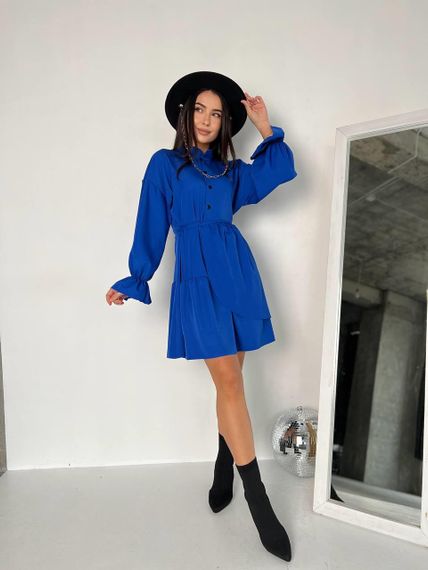 Женское красивое легкое платье хлопковое NB24005 размер 46/48, цвет синий (электрик)