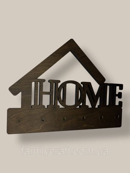 Ключниця настінна дерев'яна Home (Будинок) венге на 6 гачків, вішалка тримач для ключів у передпокій з дерева | Зображення 7