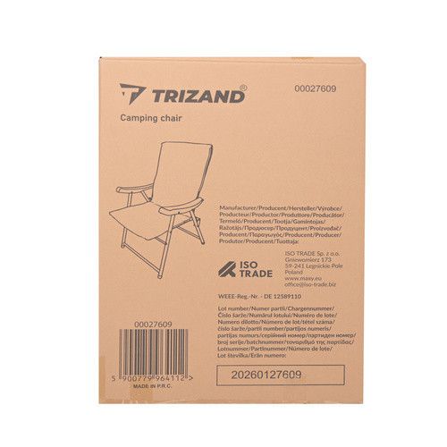 Кресло туристическое Trizand 27609 складное, высокая спинка, до 120 кг, 59×70×91 см | Зображення 1