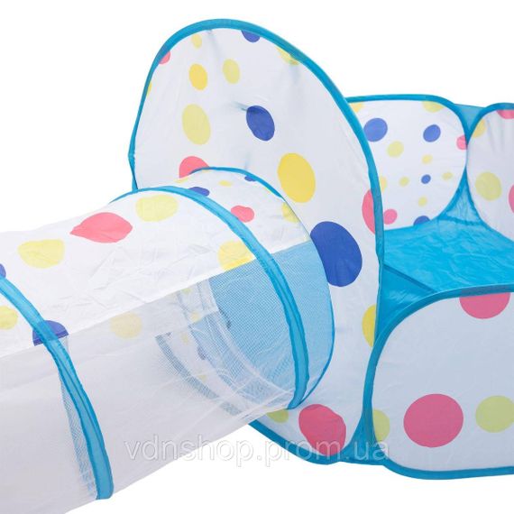 Намет дитячий 3 в 1 70×70×90 см ігровий намет з тунелем і басейном Блакитна HP-S-4NDBL | Зображення 5