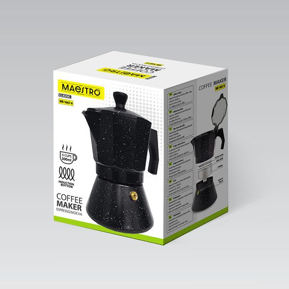 Кофеварка гейзерная алюминиевая Maestro MR-1667-6, 300 мл на 6 чашек для эспрессо с индукционным дном | Зображення 4