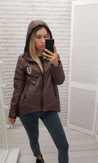 Жіноча демісезонна куртка з емблемою, арт.210/7, шоколад | Зображення 4
