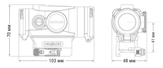 Приціл коліматорний Holosun HE530G-RD точка 2 MOA + коло 65 МОА | Зображення 5