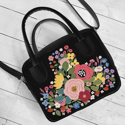 Сумка жіноча Kitto Квіти 25x20x9 см (SKI_23S007_BL)