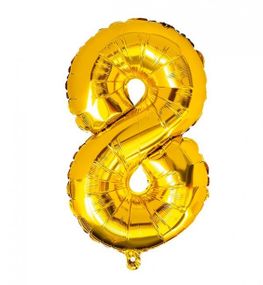 Фольгированная цифра 8 ("32)  золотая, 80 см
