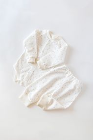 Теплий комплект для немовляти: боді з начосом і штанці, принт Горошок 86