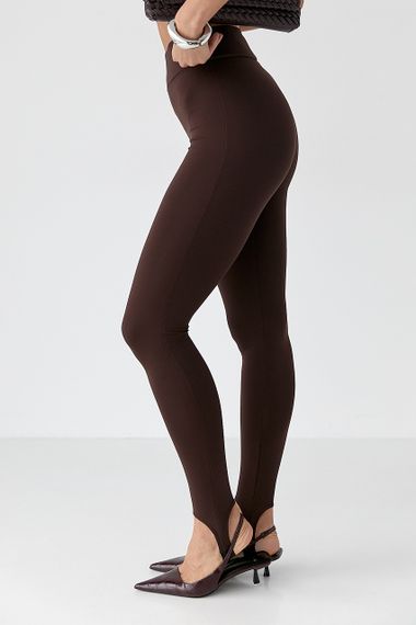 Еластичні лосини зі штрипками - коричневий цвет, L (є розміри) | Зображення 4