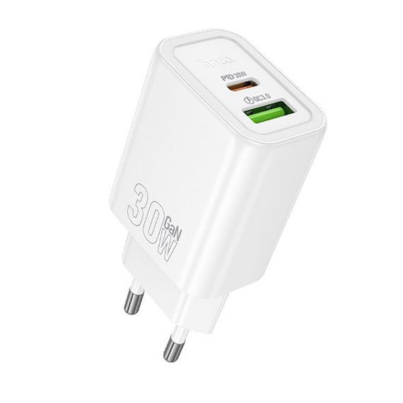 МЗП Hoco N63 Gentle PD30W+QC3.0 (1USB-A/1C) + кабель Type-C to Lightning White | Зображення 4
