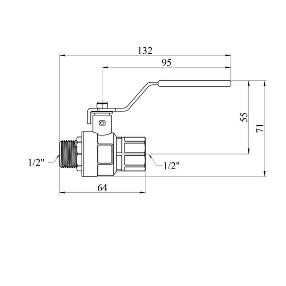 Кран кульовий Kroner 1/2" ВЗ PN40 ручка, нікельований | Зображення 1