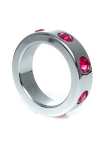 Эрекционное кольцо металлическое Metal Cock Ring with Pink Diamonds Medium Sex Aura