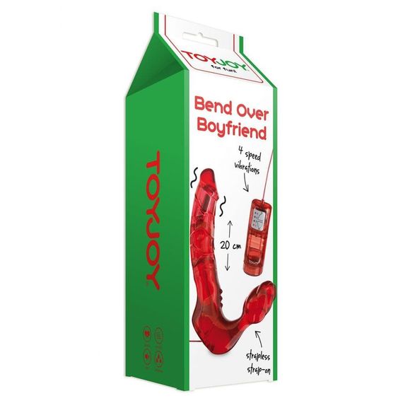 Безремневой страпон с вибрацией Bend Over Toy Joy, красный Sex Aura | Зображення 1