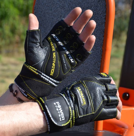 Рукавички для фітнесу Power System PS-2810 Ultimate Motivation Black/Yellow Line L | Зображення 6