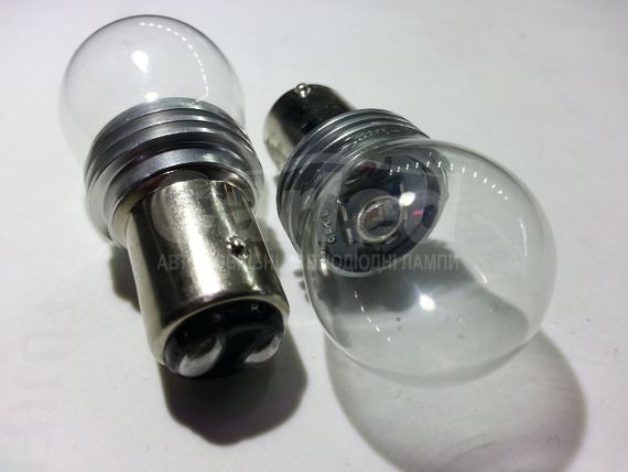 Светодиодная автолампа 1157 - P21/5W - BAU15d, 9W RED (260Lm) (CREE LED XML T6)  двухконтактная красная | Зображення 1