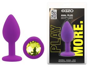 Силиконовая анальная пробка EGZO - Silicone Purple Round Plug Lime, size S Sex Aura
