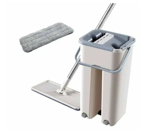 Швабра з відром стрічка 7 л easy mop, комплект для прибирання з автоматичним віджиманням Біла | Зображення 2