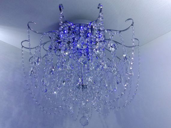 Люстра стельова кришталева з пультом 25487 Хром 49х63х63 см. | Зображення 4