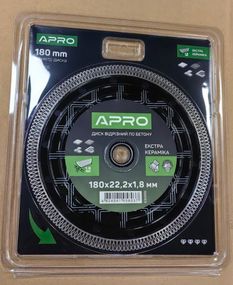 Диск відрізний для бетону Кераміка Екстра 180х1.8х22.22 мм 22-24% APRO