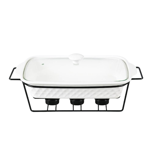 Марміт прямокутний 1,8л 35см кераміка скляна кришка + метал.підставка MR-11459-73 Maestro