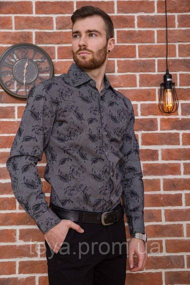 Сорочка чоловіча колір чорно-сірий розмір M FA_003782 | Зображення 2