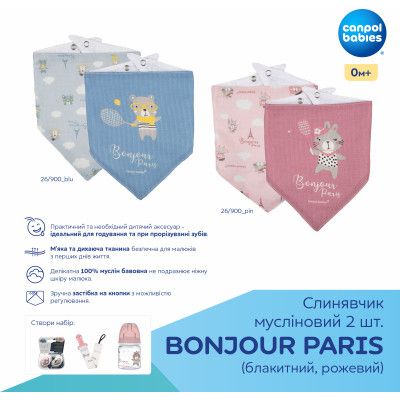 Слюнявчик Canpol babies Bonjour Paris 2 шт Голубой (26/900_blu) | Зображення 5