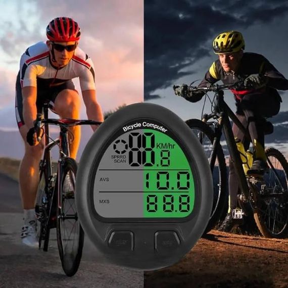 Велокомпьютер беспроводной с подсветкой дисплея 26 функций Черный