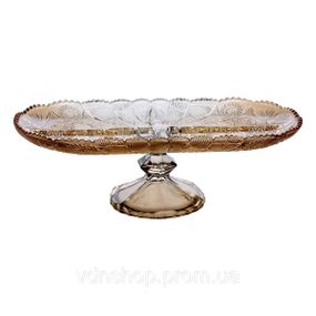 Фруктовниця скляна на ніжці 33.5х15х10.5 см овальна ваза для фруктів HP-YH-84