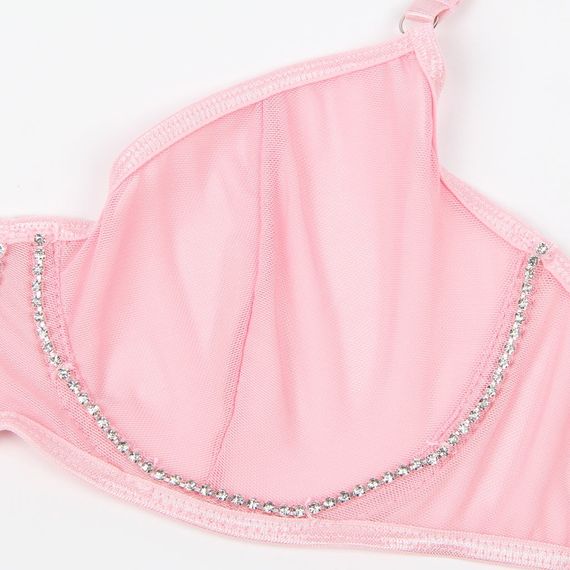 Сексуальний рожевий комплект Star Night з декоративними стразами та ланцюжками, M Sex Aura | Зображення 5