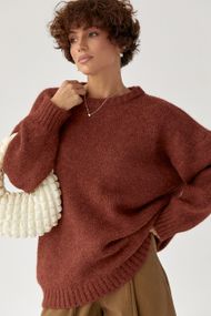 Вільна мохерова кофта - теракотовий цвет, ONE SIZE (є розміри)