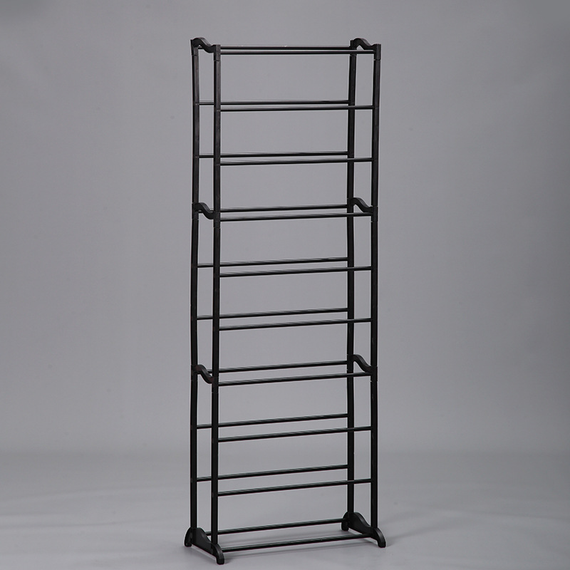 Стойка подставка органайзер для хранения обуви Shoe Rack 10 полок на 30 пар обуви Черная | Зображення 4