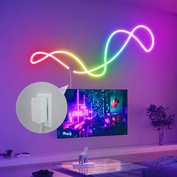 Умная гибкая LED Neon RGB лента-шланг 10 метров от USB управление режимами с телефона,Bluetooth приложение,пульт | Зображення 1