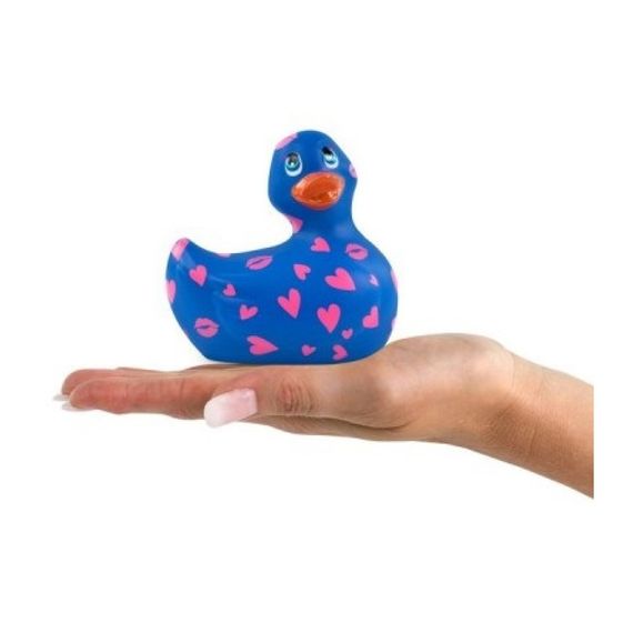 Вибратор уточка для клиторальной стимуляции Big Teaze Toys Rub My Duckie синяя в сердечках sexstyle | Зображення 1