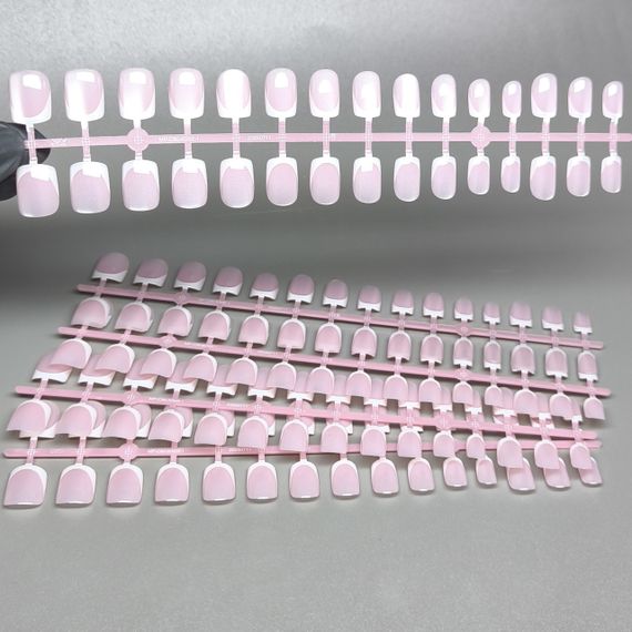 Гелеві тіпси для нарощення френч котяче око 150шт (рожевий квадрат) | Зображення 3