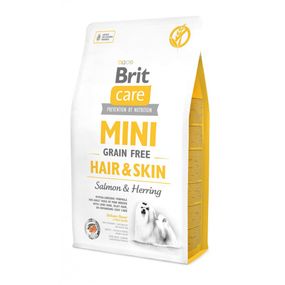 Корм сухий Brit Care Grain Free Mini Hair and Skin для дорослих собак мініатюрних порід для шкіри та шерсті з лососем та осе