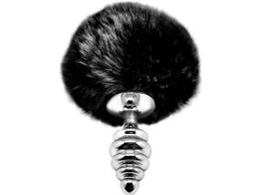 Анальна рельєфна пробка Alive Anal Pleasure із чорним хвостиком, М sexstyle