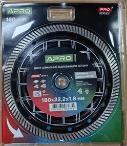 Диск алмазний для бетону Кераміка Швидкий Різ 180х1.8х22.22мм 22-24% APRO PRO