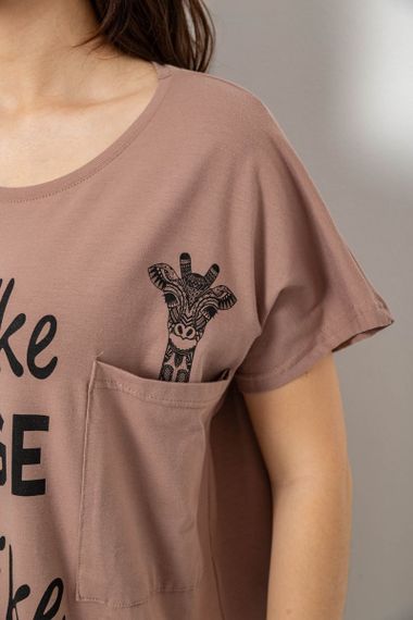 Футболка жіноча з принтом, колір мокко, 244R3013-5 | Зображення 4